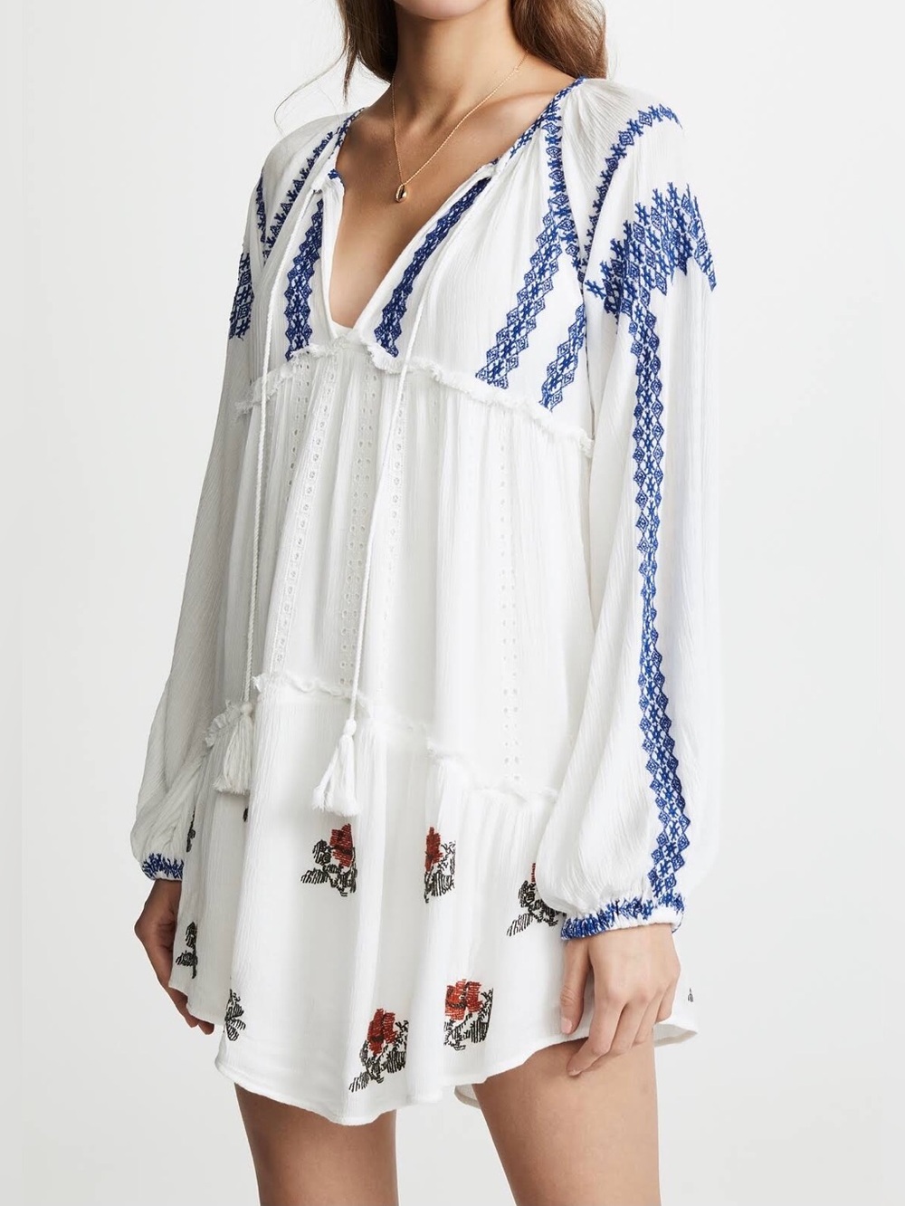 free people red white and blue dress | Dresses | Free People Mini With Embroidery Brooks mini dress Color:Ivory/Cream Pretty Lace Up Appliques category: Womens/Clothing The built